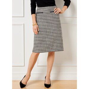Talbots Plus 14W Houndstooth Tweed A-Line Skirt Black White City Classic Office